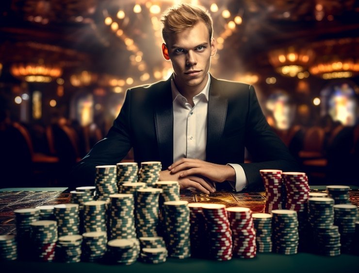 Antarmuka permainan Live Blackjack dengan dealer langsung, kartu yang dibagikan, dan pilihan tindakan pemain